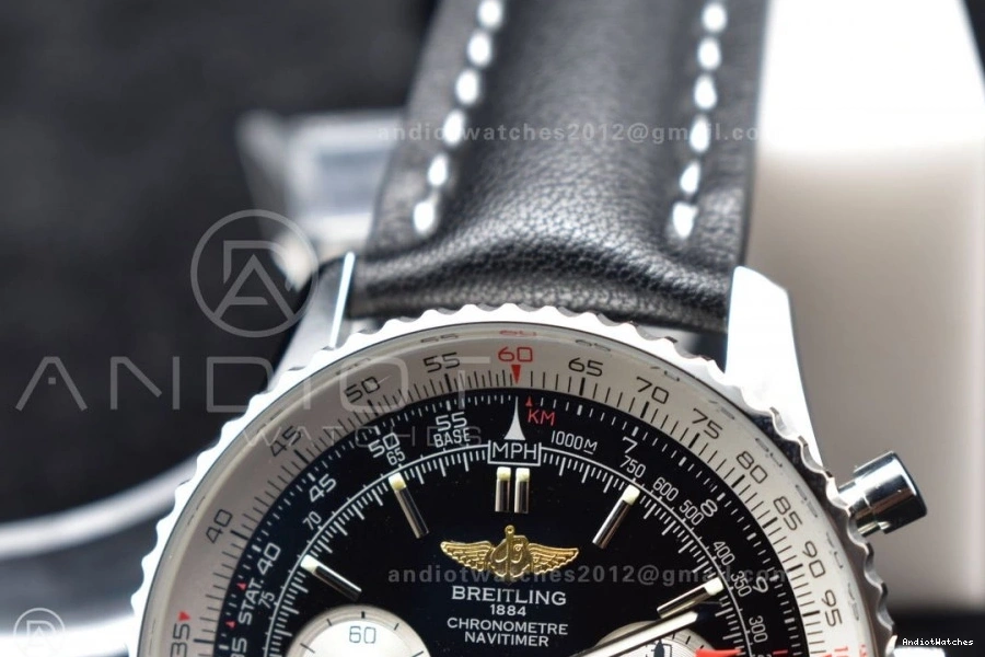 on Bracelet Navitimer 43mm BLS Black Edition 1 916 SS A Best Popular Dial Leather 1:1 0427